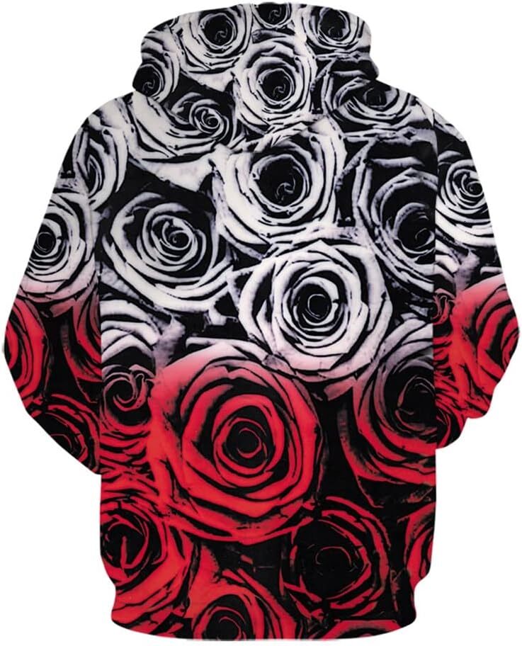 Hoodie for Mens Womens 3D Printing Casual Hooded Sweatshirt Pullover Floral Rose Hoodie for Men Women Graphic Hoodies sweatshirt Fashion Rose