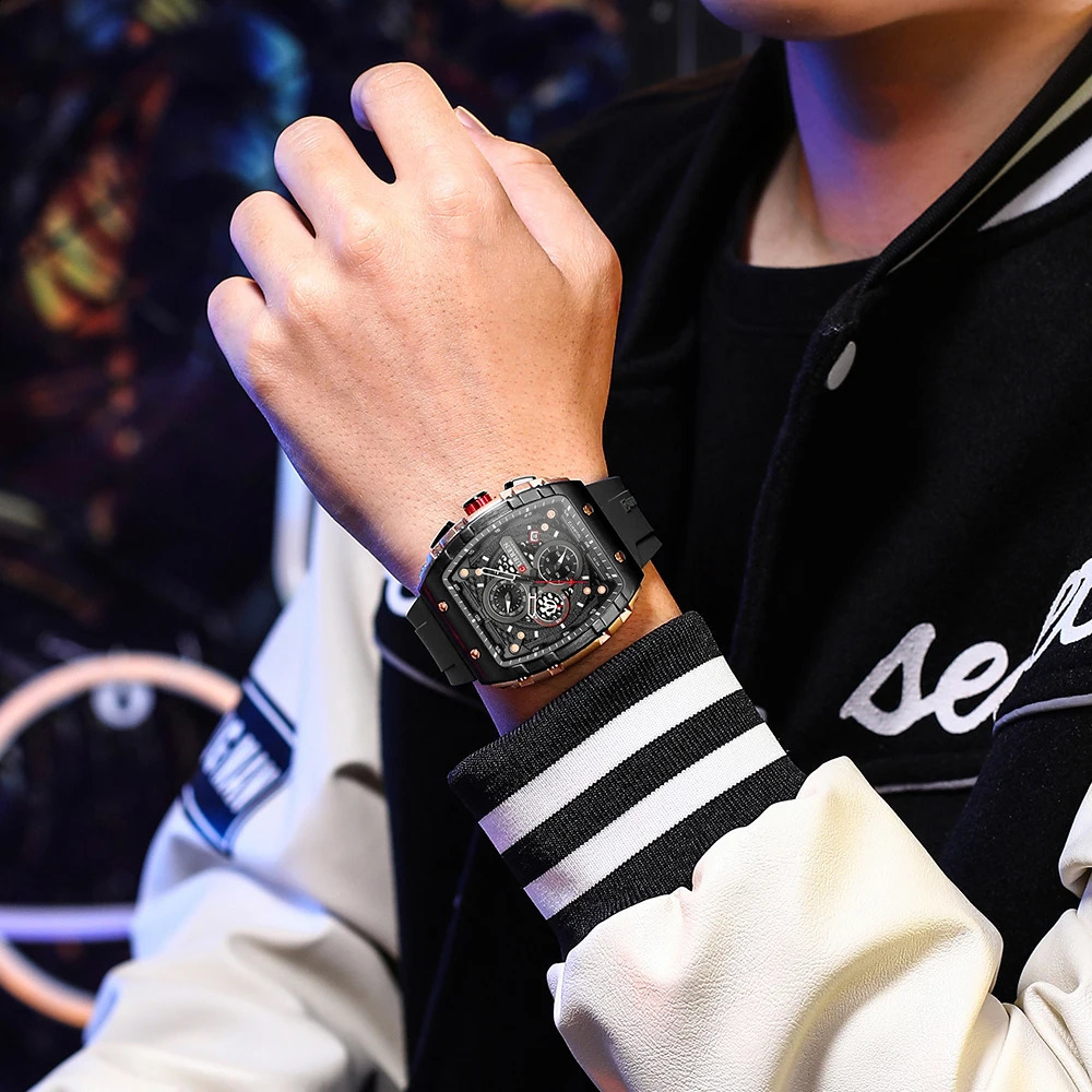 Curren Top Mens Watch Square Quartz Watch Waterproof Luminous Timing Watch Mens Date Watch 241105CJ