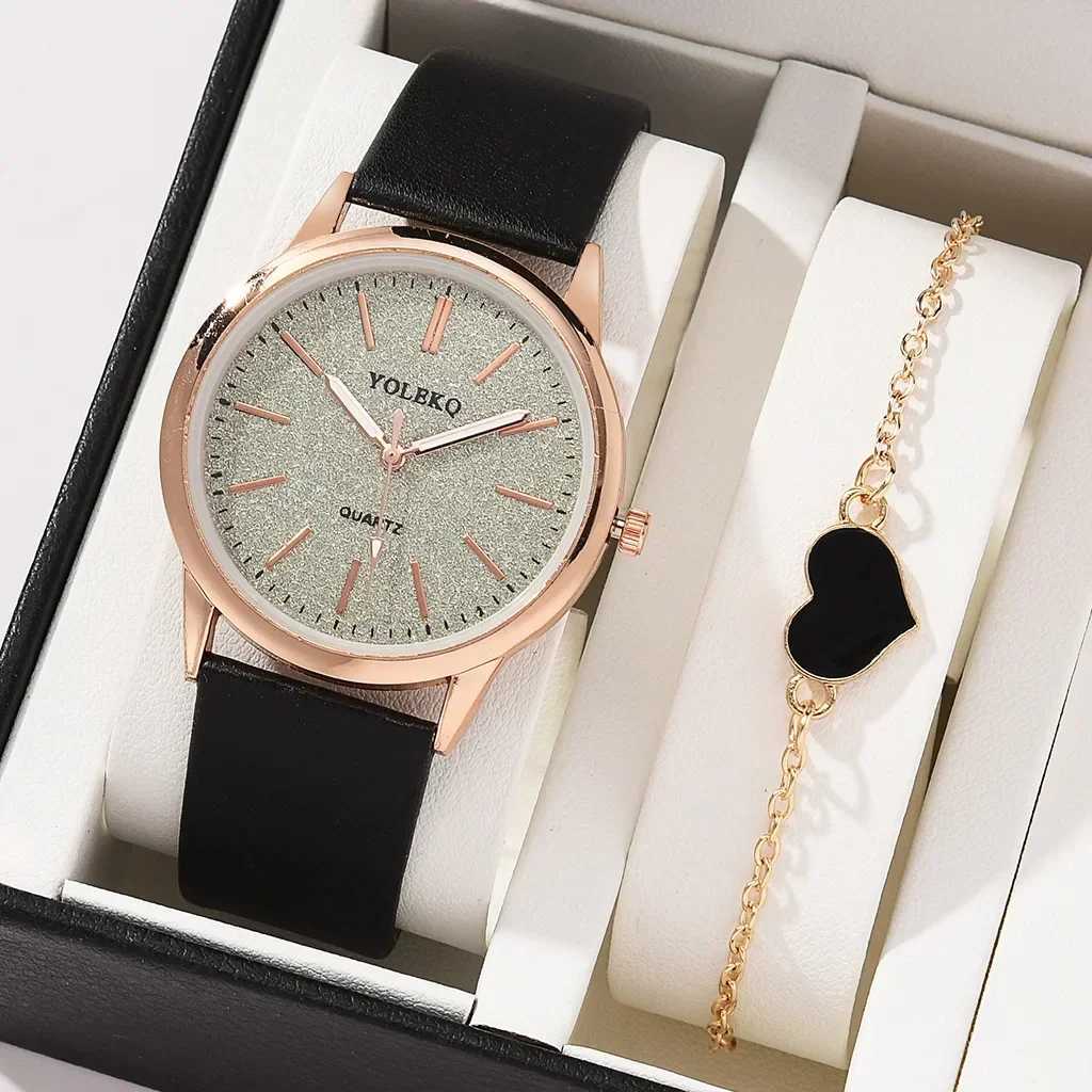 2-piece set of Wen Watches fashionable and casual womens quartz watch leather strap watch Wen Fem girls watch (no box) X241106