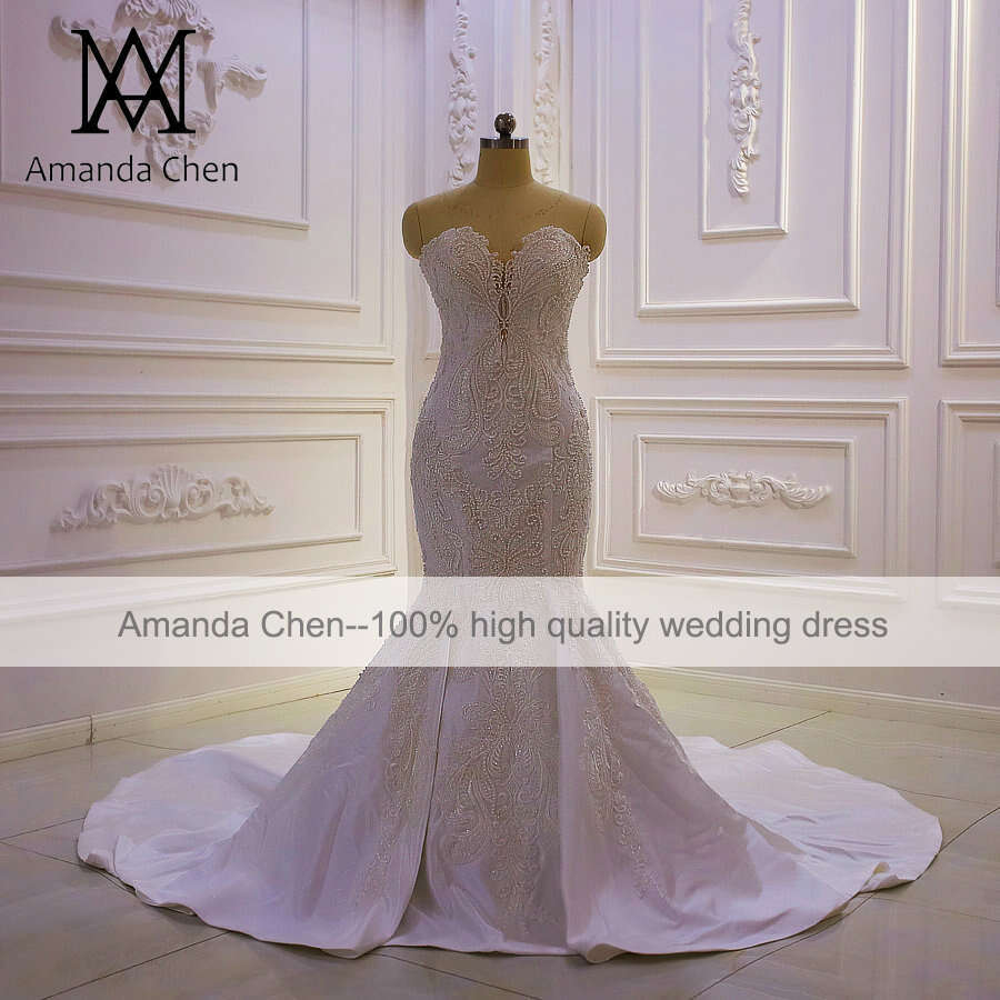 Strapless Mermaid Beads Wedding Dress