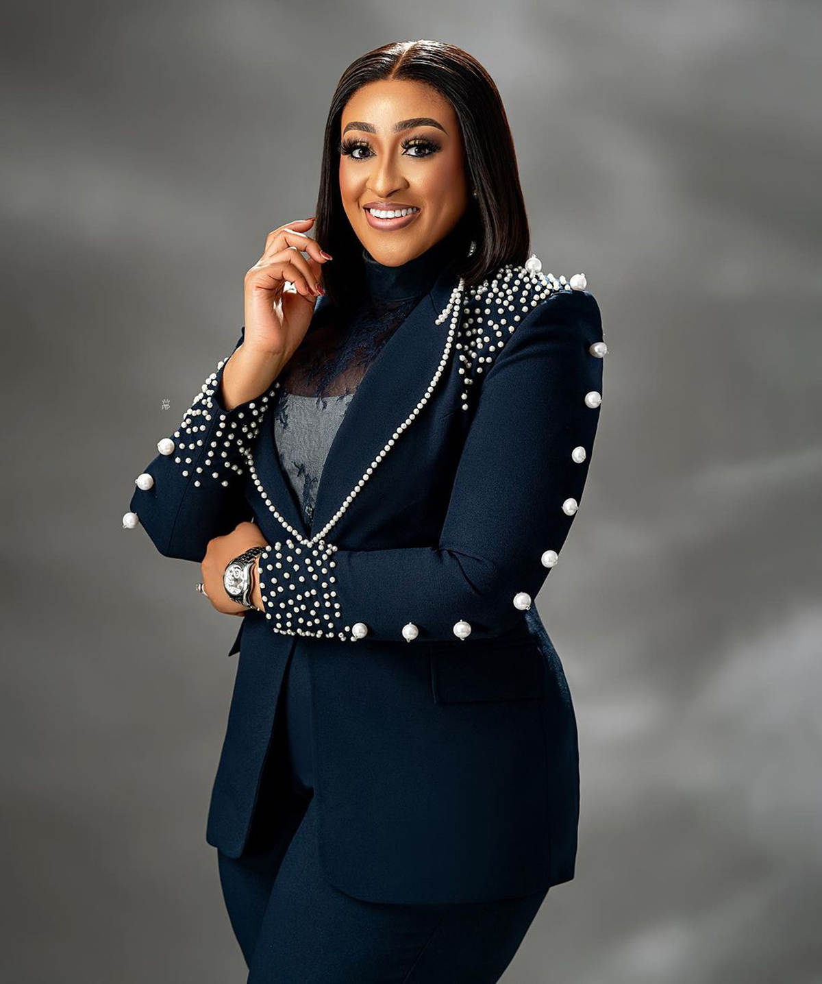 Women Pant Suits Plus Size Big Pearls Beads Blazer Ladies Outfits Party Birthday Prom Blazer Fashion 2 Pieces Sets Mother Pants Suit