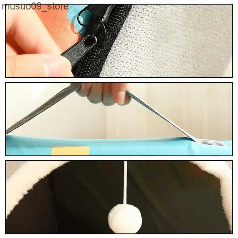 kennels pens Detachable dog bed washable dog bed anti slip dog house comfortable pet nest with detachable mat semi enclosed geometric structure L24091