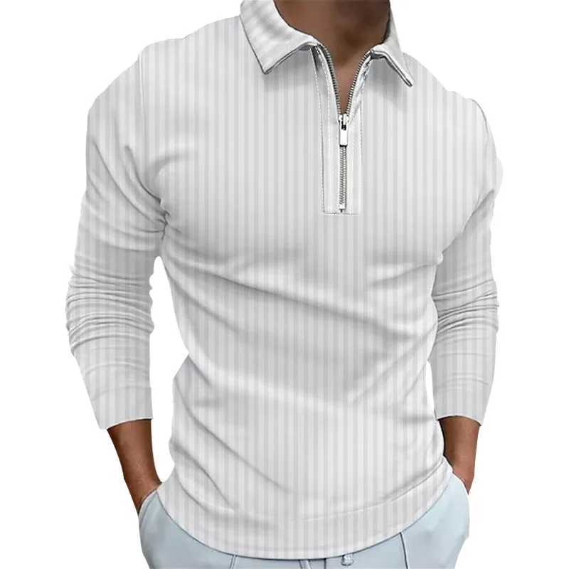 Spring and Autumn mens long Sve zipper shirt mens casual striped shirt top W241106