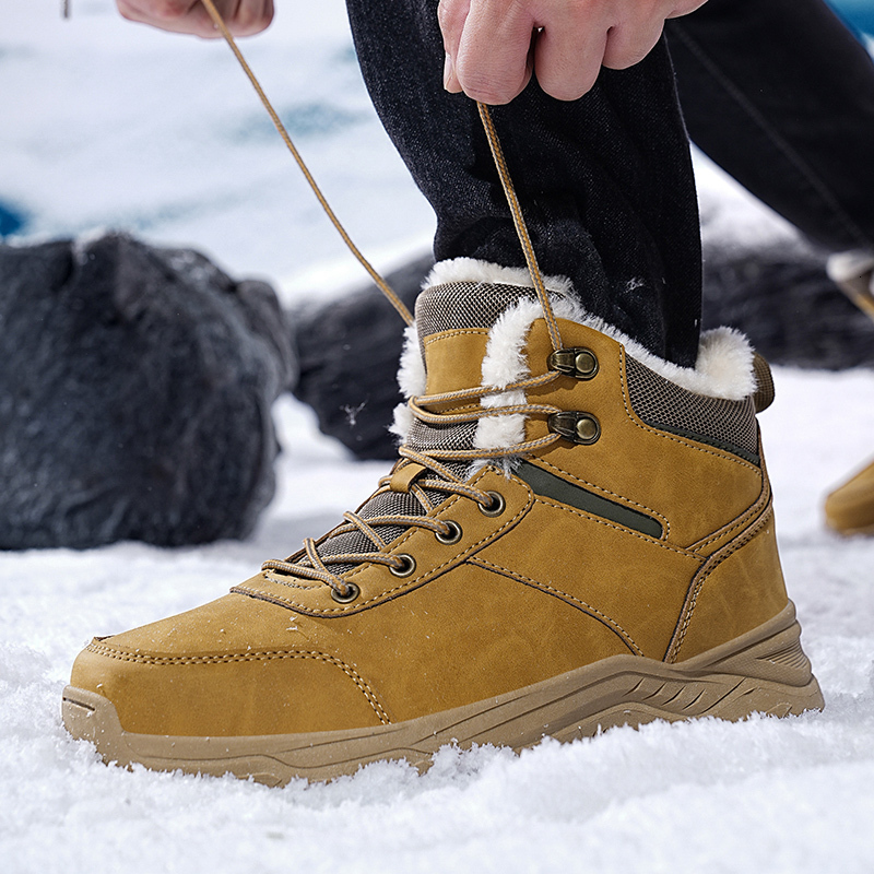 2025 New Men's Snow Waterproof Sports Shoes Warm Plush Designer Women's Outdoor Non Slip Lace Mountaineering Work Shoes Winter Ankle Boots