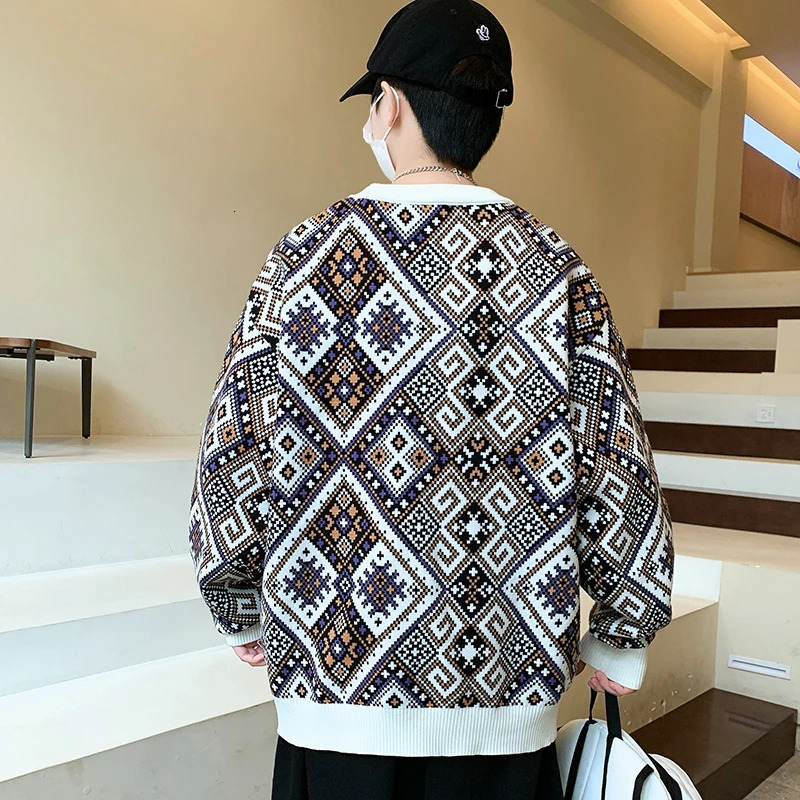 Pull Homme 2024 Fall Winter High End Wool Sweater Men Thick Warm Mens Christmas Jumper Korean Fashion Argyle Pullover 241106