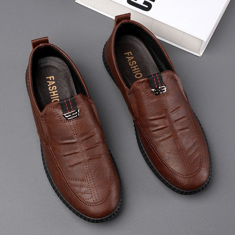 Driving Bean Men's Genuine Business Dress Large British Casual Bottom Soft Top Leather Shoes
