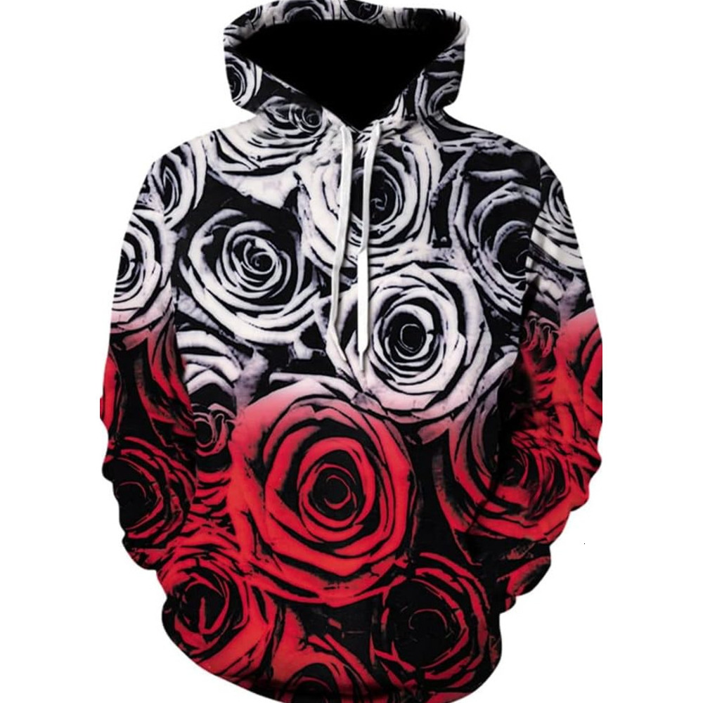 Hoodie for Mens Womens 3D Printing Casual Hooded Sweatshirt Pullover Floral Rose Hoodie for Men Women Graphic Hoodies sweatshirt Fashion Rose