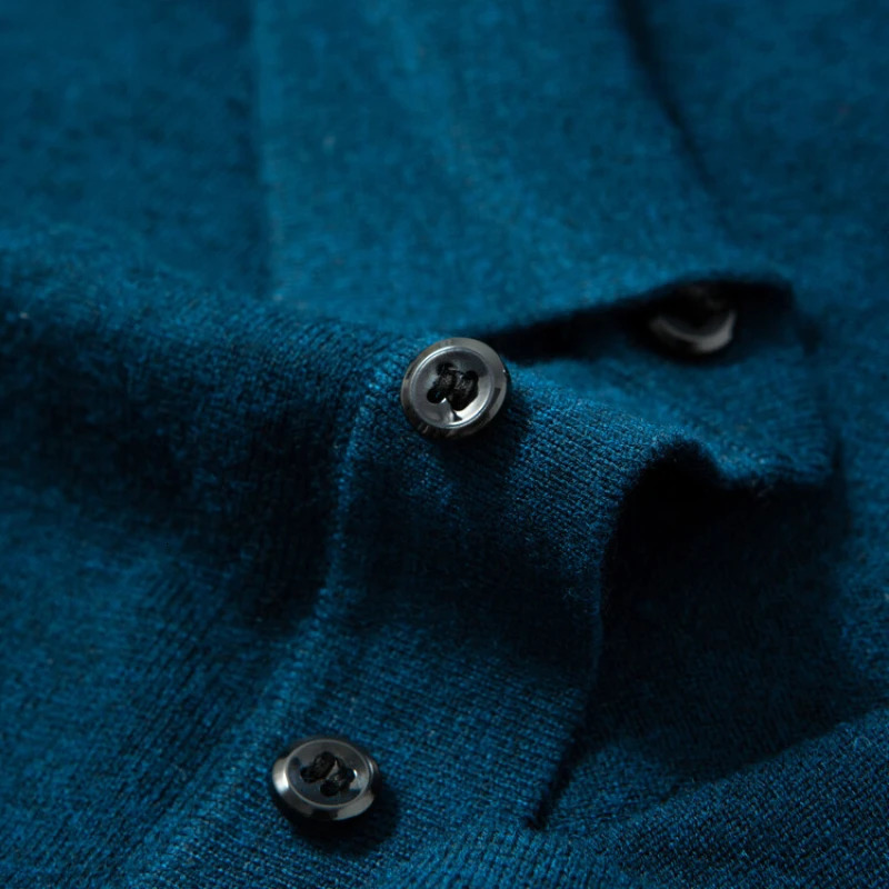 Solid Color Mens Wool Long-sleeve Shirt Daily Autumn and Winter Warm Sweater Business Casual Polo ShirtStretchable M-4XL 241106