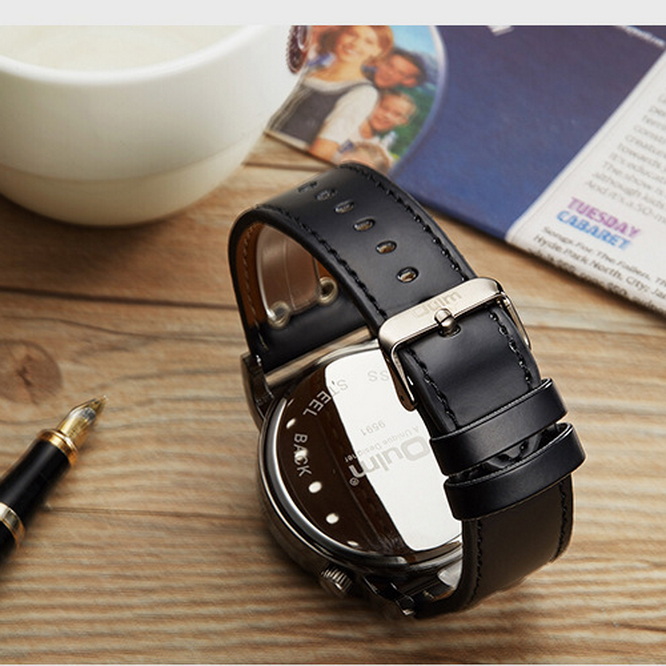 waterproof depth 100 M Watch For Men Cowhide strap stainless steel case Diameter 50 MM Thickness 10 MM Electronic movement Tempered Glass Mirror Watch