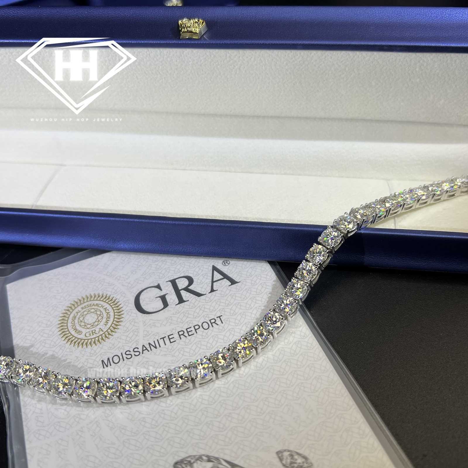Wholesale Ice Moissanite Chains 3mm 4mm 5mm Silver S925 GRA Verified VVS1 Excellent Cut Diamond Moissanite Tennis Necklaces