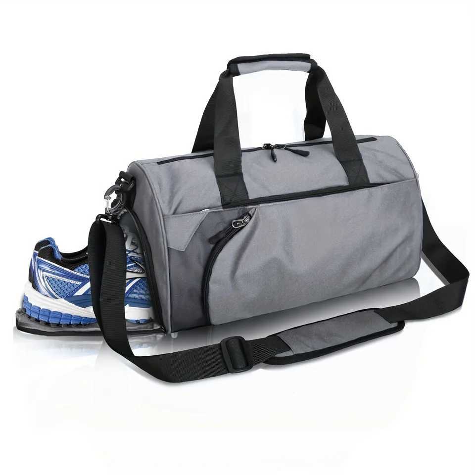 40L Gym Duffel Bag with Wet Pocket Shoe Compartment - Unisex Weekender Carry On - Lightweight Grey Sports BagXJ241106
