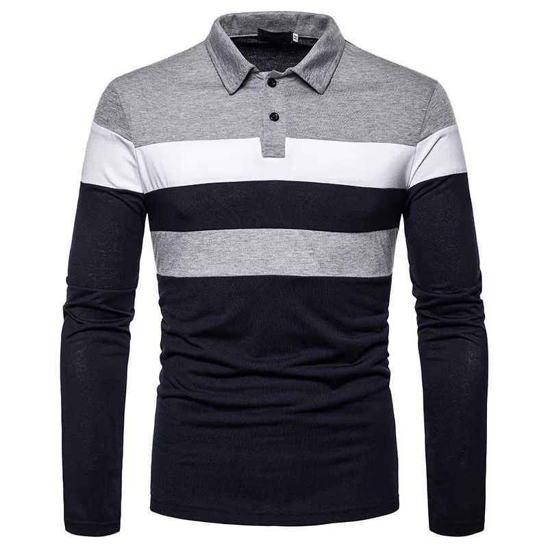Mens long sleeved Sve mens casual fashion contrasting color business casual lapel mens top W241106