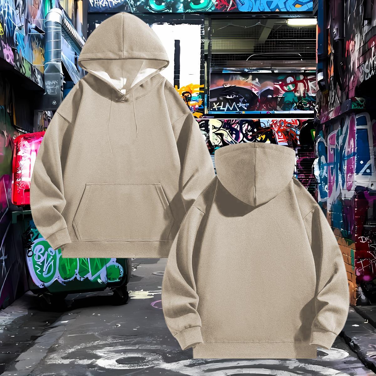 Classic Mens Hoodie Sweatshirt Breathable Soft Warm Men's Hooded Sweatshirt DIY Top Pullover Hoodie Street Warm Fleece