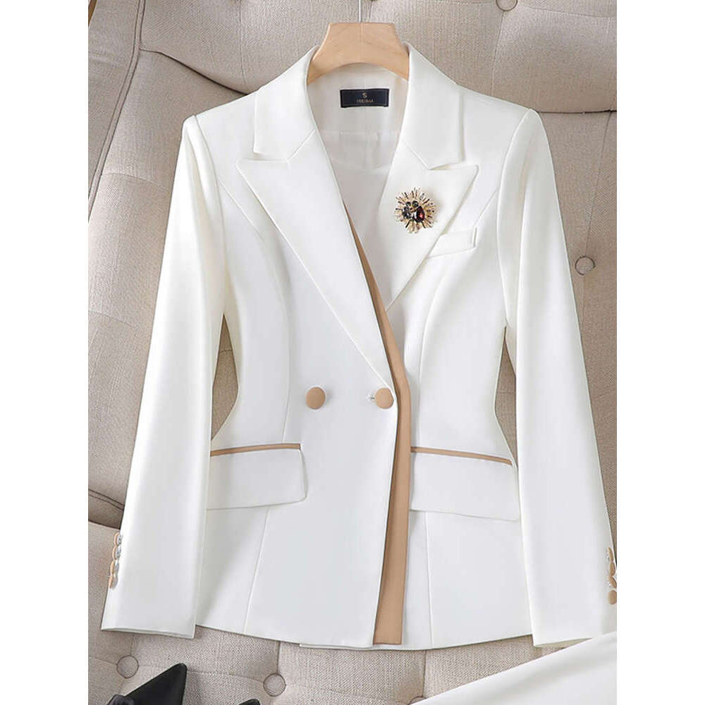 Women's Winter Retro Casual Irregular Jacket Commuting Solid Double Breasted Suit Half Skirt Two-Piece Set
