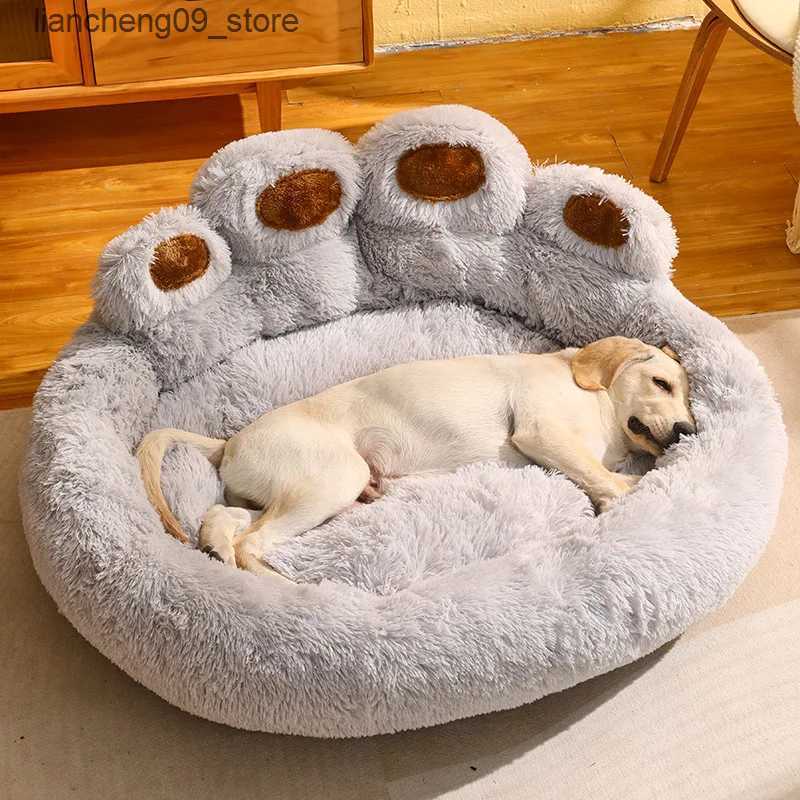kennels pens Dog bed cat pet sofa cute bear paw shape comfortable and cozy pet sleeping bed suitable for small medium and large soft fluffy pads dog b