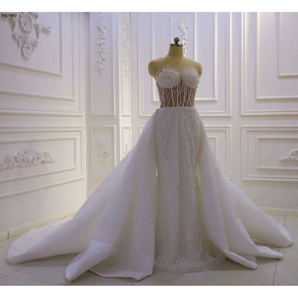 Amanda Novias Velo Sweetheart Sleeveless Nude Top 2 In 1 Mermaid Wedding Dress