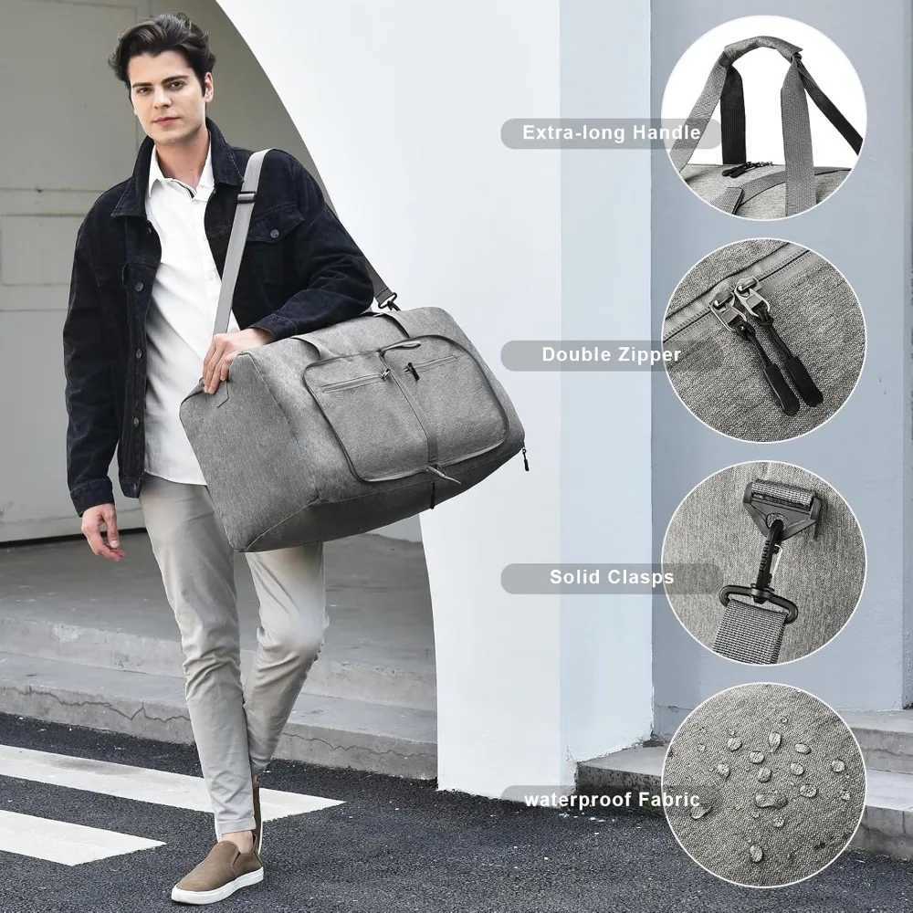 Duffel Bags Foldab Duff Bag with Shoes Compartment Overnight Bags Waterproof Tear Resistant Clothes Organizer Storage BagXJ241106