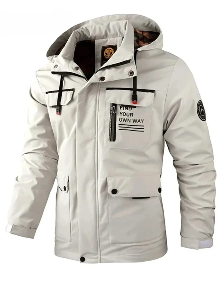 Fashion Mens Casual Windbreaker Jackets Hooded Jacket Man Waterproof Outdoor Soft Shell Winter Coat Clothing Warm Plus Size 241106