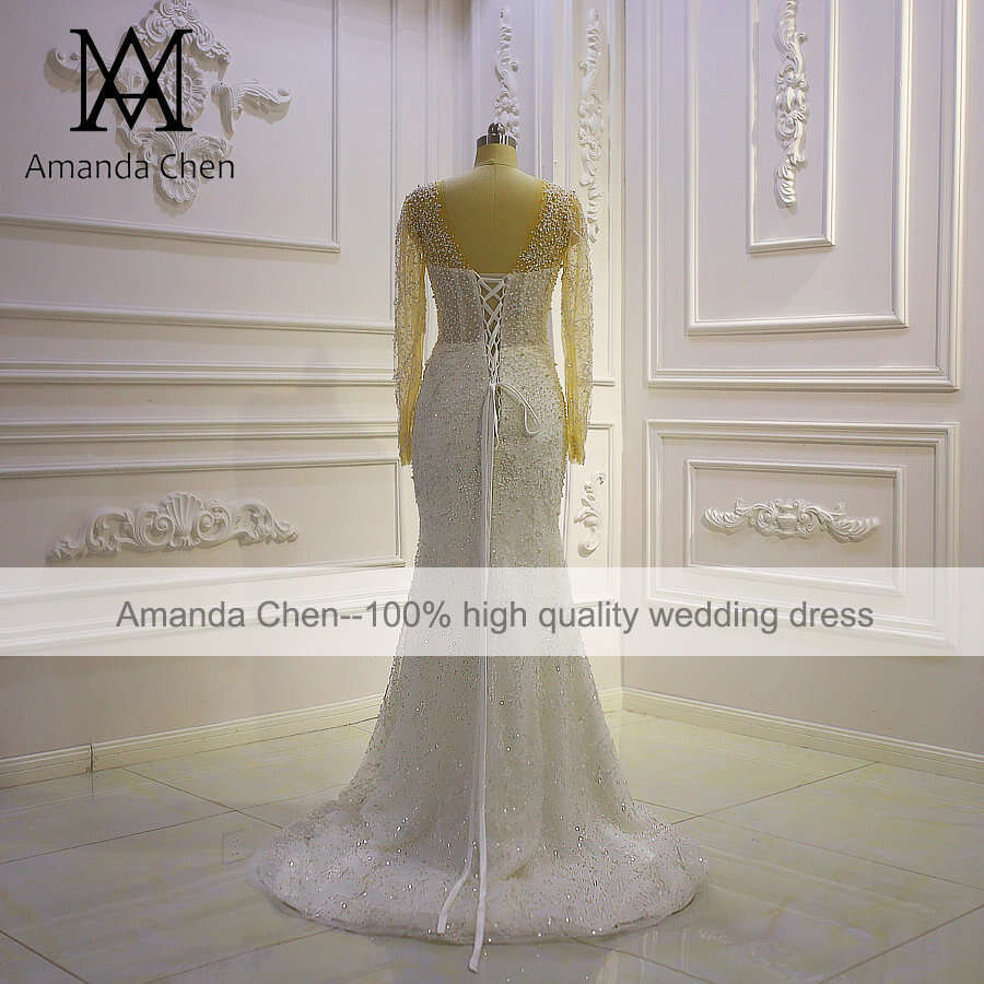 Hot Sale Long Sleeve Glitter Beading Detachable Skirt 2 in 1 Wedding Dress