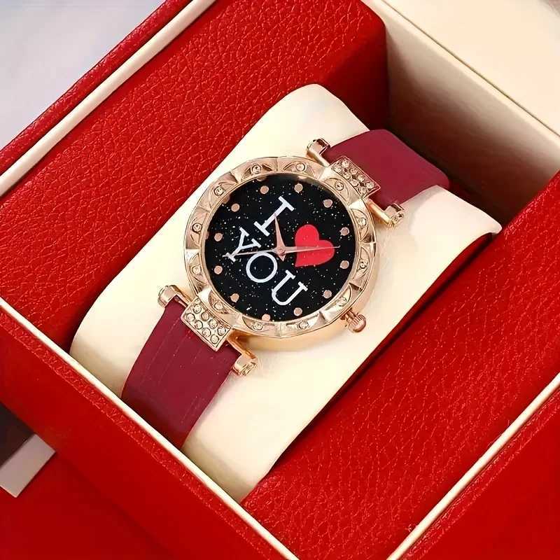 5 pieces/set I You Quartz Watch Luxury Rhinestone Simulation Watch and Jewelry Set X241106