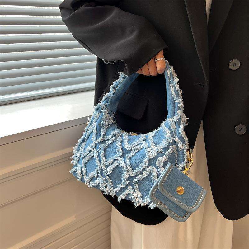 Designer Bag Small Denim Shoulder Bags For Women Luxury Designer Handbag And Purse 2024 Female Casual Tote High Quality Armpit Bag New Clutch