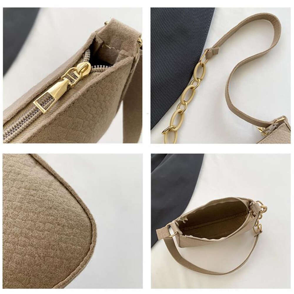 Designer Bag Fashion Felt Cloth Pattern Shoulder Bags For Women Small Handle Underarm Bag Clutch Luxury Solid Color Female Handbag With Purse