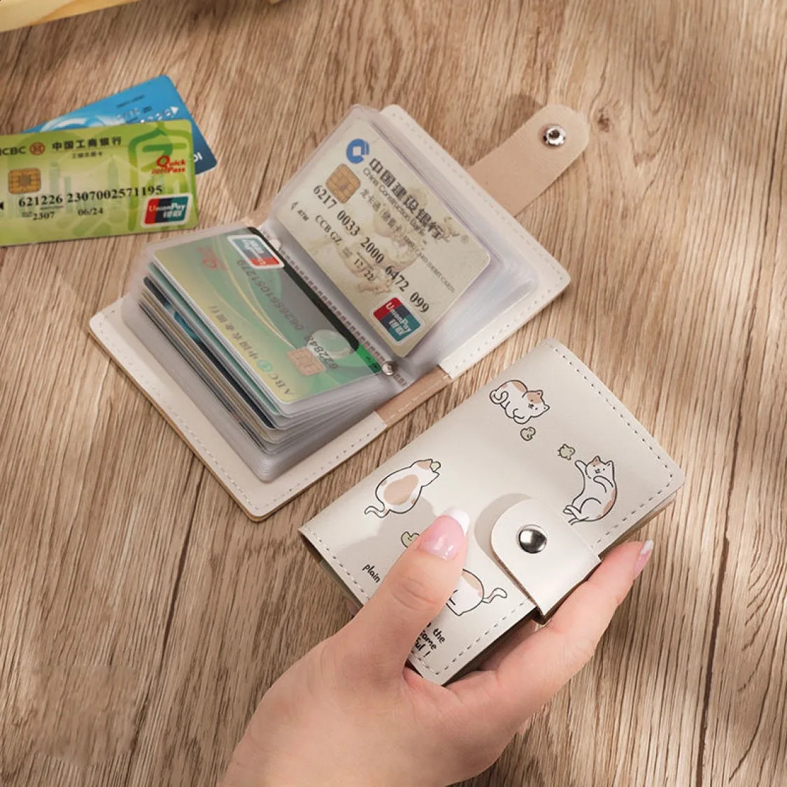 ID Cards Holders Anti Thief Cartton Cat Bank Credit Bus Cover Business Shield Card Holder Coin Pouch Wallets Bag Organizer 241029