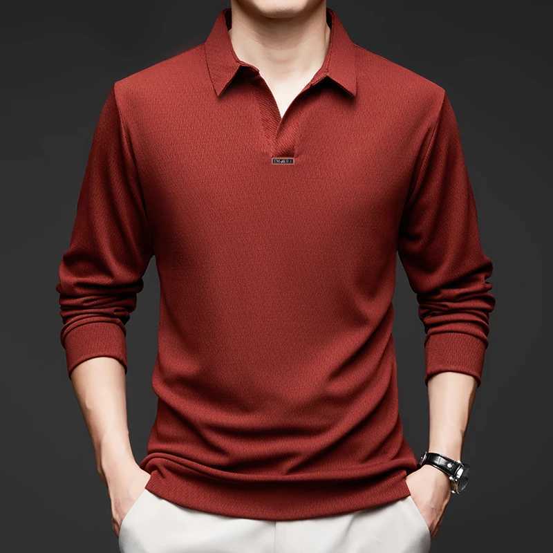 Mens fashion 2024 autumn new designer brand designer cut collar long Sved shirt casual lapel comfortable T-shirt mens clothing W241106