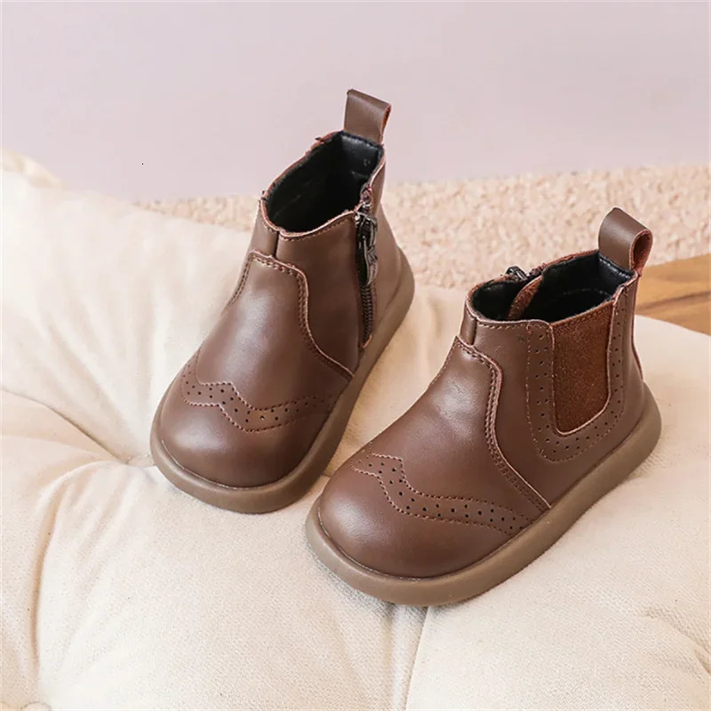 spring and summer womens shoes leather childrens ankle boots rubber soles baby shoes fashionable little girls boots 15-25 241106