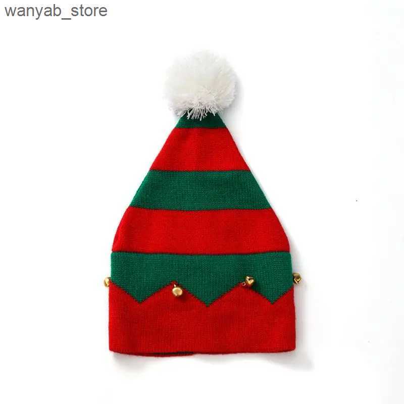 Wide Brim Hats Bucket Hats Christmas Elf Hat Beanie Crochet Winter Knit Green Wavy Stripes Skull for Baby Kids 1-6 Years Cosplay Costume L240910