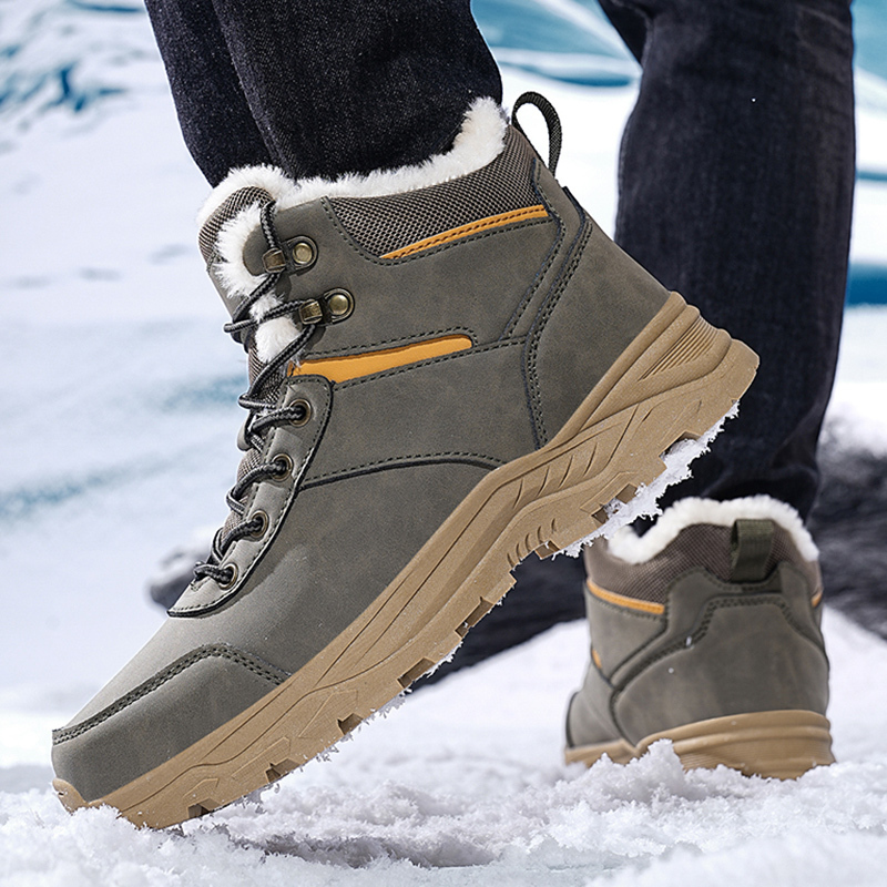 2025 New Men's Snow Waterproof Sports Shoes Warm Plush Designer Women's Outdoor Non Slip Lace Mountaineering Work Shoes Winter Ankle Boots