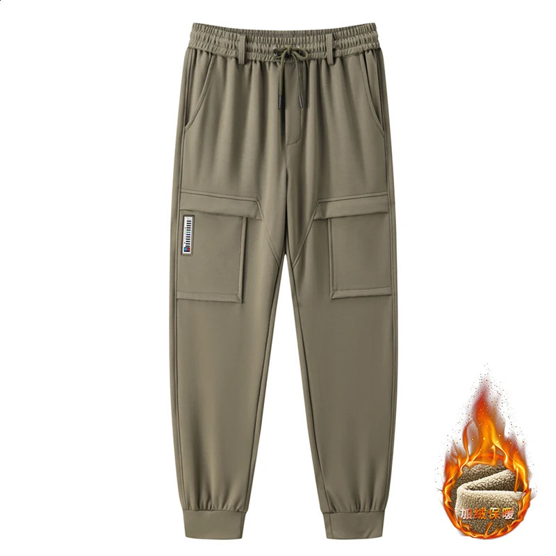 Winter Fleece Sweatpants Men Graphene Heating Big Size 7xl Thicken Warm Jogger Pants Zip Pockets Thermal Straight Track Trousers 241104