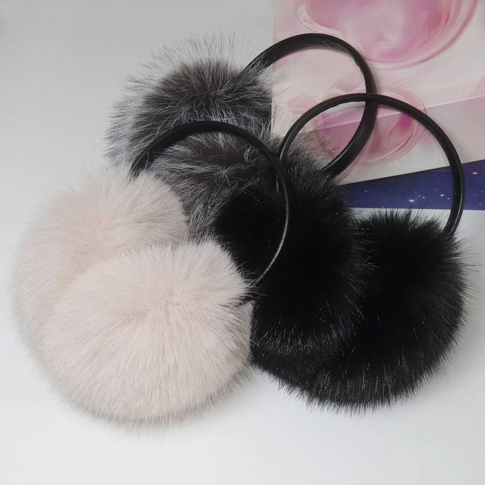 Womens Winter Artificial Fur Earrings Thick Warm Soft Artificial Fox Fur Earrings for Girls Fashion High Quality Artificial Fox Fur Earrings 241106