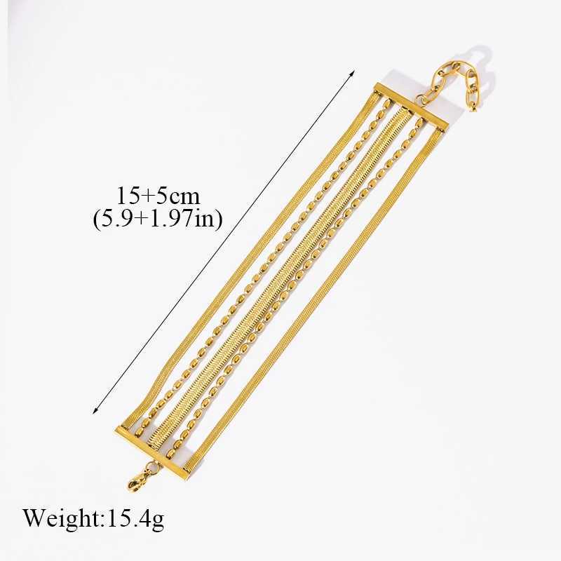 EILIECK 316L stainless steel Mtilayer wide bracelet suitable for fashionable new gold waterproof wristband jewelry gifts for girls X241106