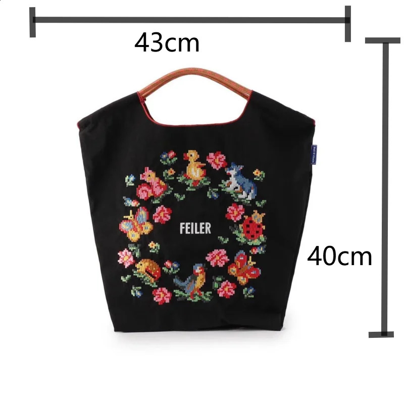 Draw String handbag Oxford fabric embroidered handbag reusable nylon handbag foldable shoulder bag foldable shoulder bag 241105