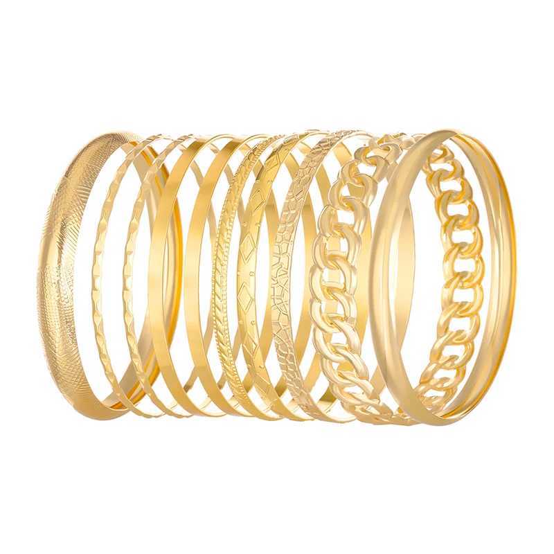 10 piece metal bracelet set suitable for Wenzhong style punk texture fashion jewelry classic holiday accessories gift 2023432 X241106
