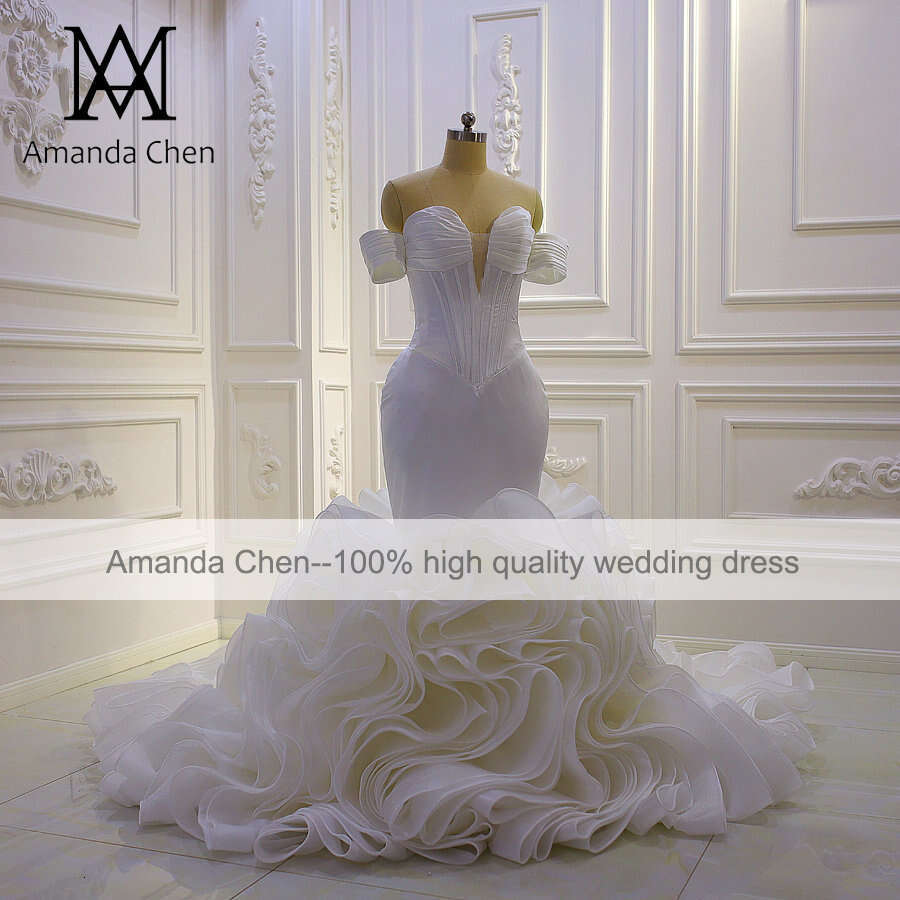 robe mariage femme Off Shoulder Pleated Mermaid Wedding Dress 2024