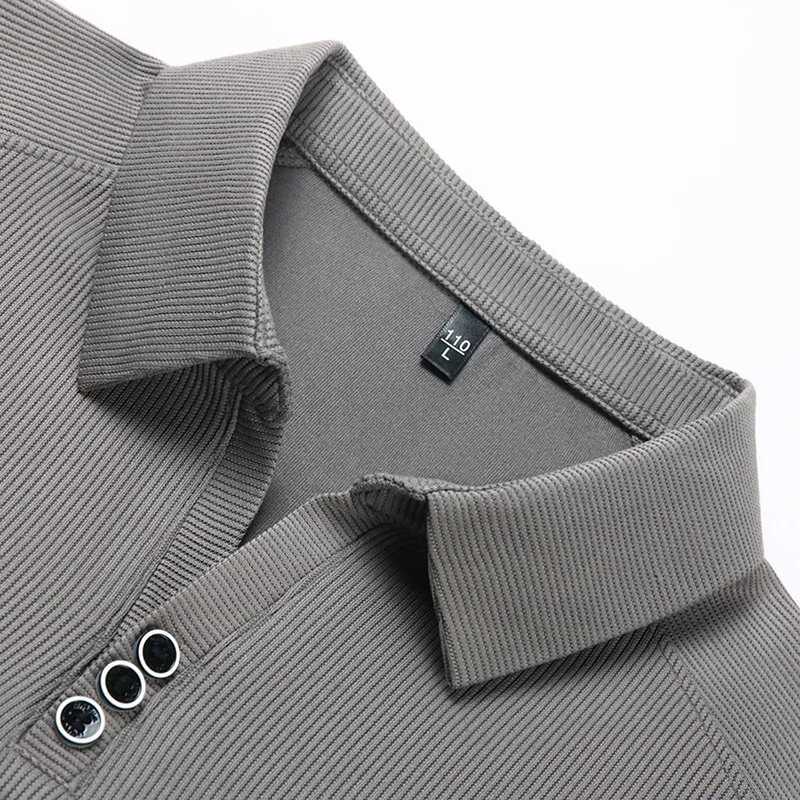 New cut collar button down shirt long Sved 2023 autumn fashion simple handsome T-shirt mens quantity trend Ropa W241106