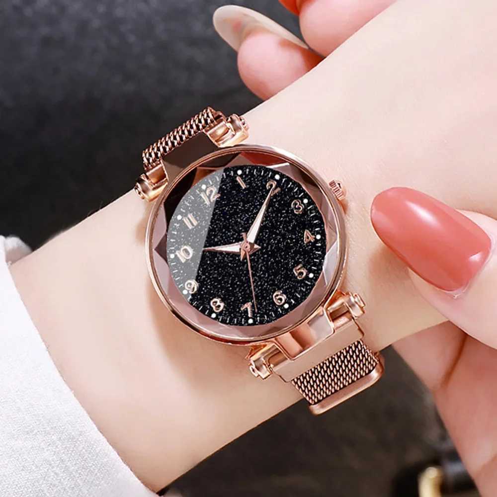 Ladies Starry Sky Round Dial Quartz Wristwatches 5pcs Set Wen Fashion Casual Mesh Belt Watches Simple Dress Clock Girls Gift X250203