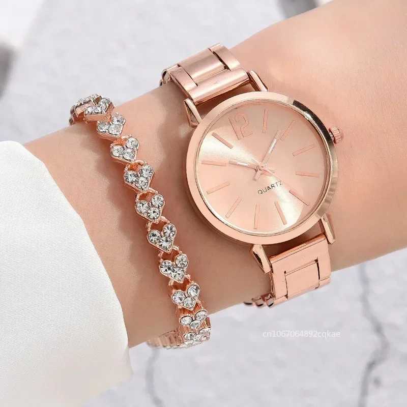 Ladies Fashion Simple Digital Alloy with Quartz Watch Bracelet 2-piece Luxury Text Simple Dial Ladies Watch Reloj Mujer X250203