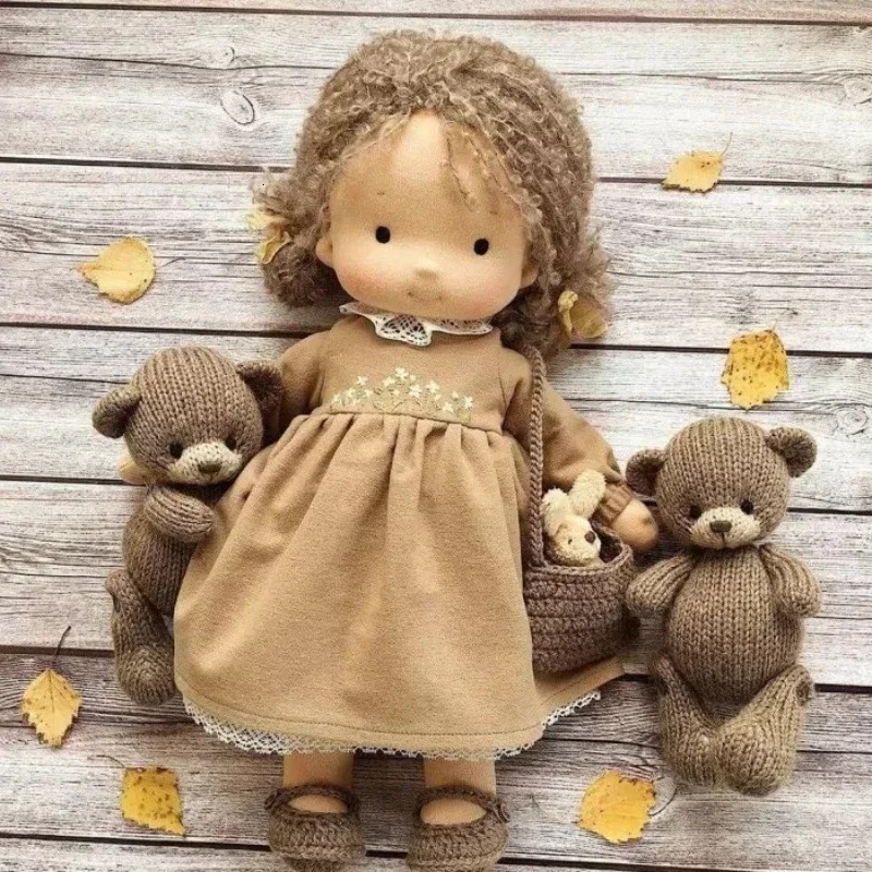 Waldorf Doll Handmade Mini Dress Up Dolls Cute Native Enamel Kawaii Soft Stuffed Plush Toys Girl Kids Birthday Gift 241106