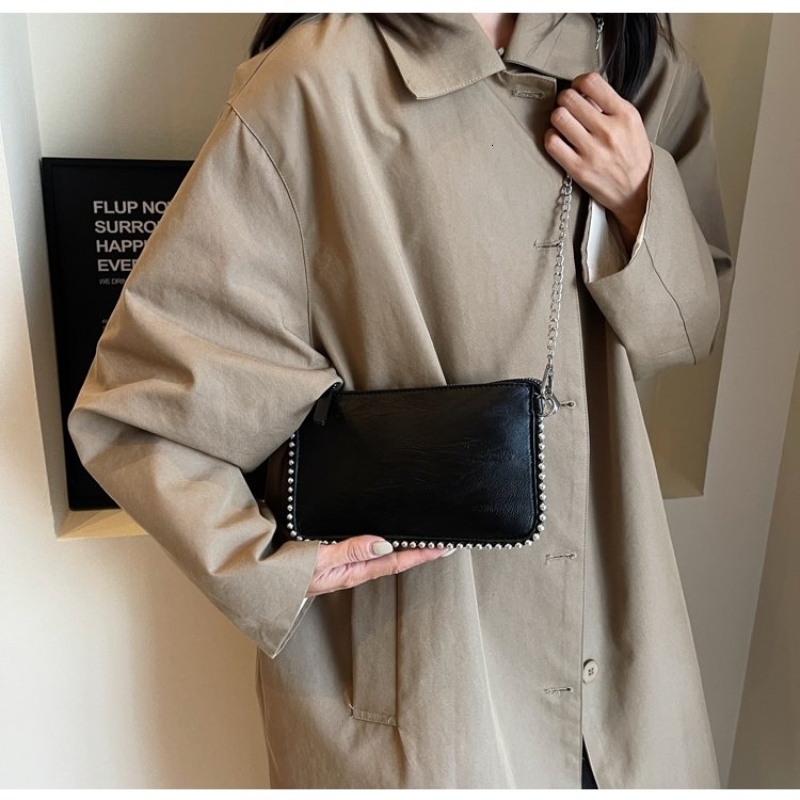 Women's Handbag PU Leather Designer Shoulder Chain Mobile Wallet Crossbody Bag Women's Punk Fashion Handbag