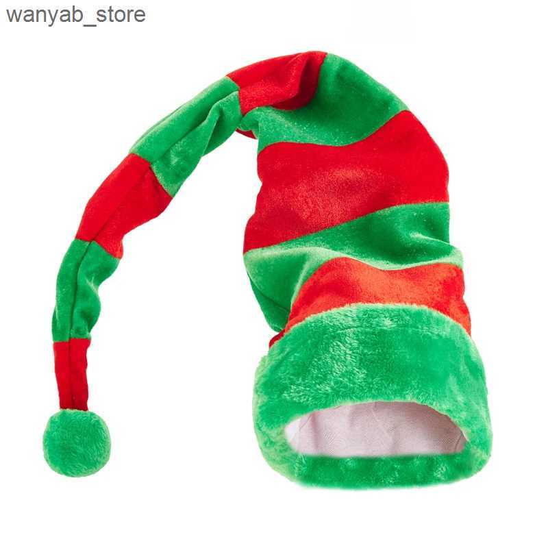 Wide Brim Hats Bucket Hats Christmas Elf Hat Extra Long Holiday Hat Striped Santa Cap Costume Accessories for Men Women L240910