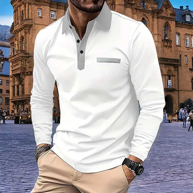 Spring/Summer Mens Long Sved Business Casual Shirt Solid Color Collar Shirt European and American Plus Size W241106