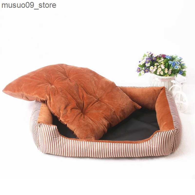 kennels pens 2020 Winter Pet Sofa Warm Dog Bed Big Dog Carpet Cat House Dog Mat Dog House Striped Pet Cat Mat Sleeping Nest L240910