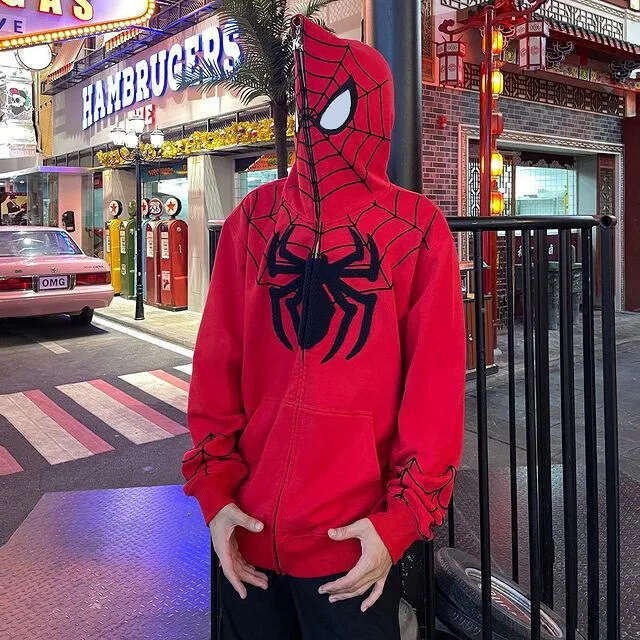 shanshi spider hoodie American spider hoodie y2k Harajuku style hooded sweatshirt hiphop high street niche design cardigan jacket hoodie