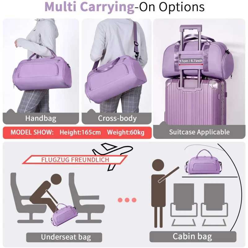 Gym Bag Duff Bag Weekend Bag Overnight Hospital Bag with Shoes Compartment and Wet Pocket Travel Bag Holdall for Men WomenXJ241106