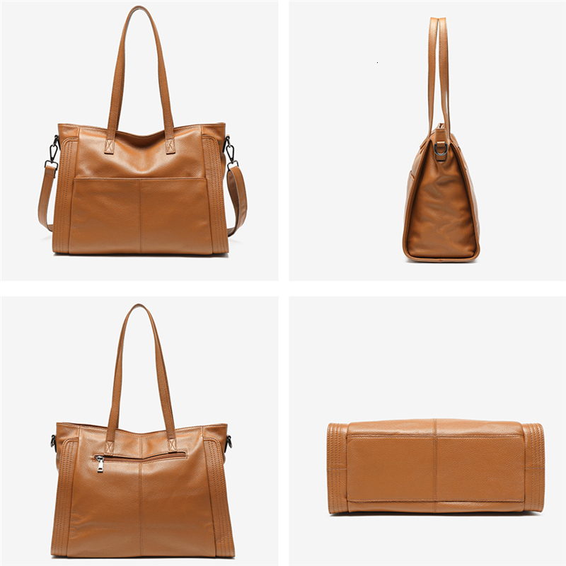Toptrends 100% Natural Genuine Leather Large Tote Handbags For Women 2024 Winter Designer Shopper Ladies Shoulder Messenger Bags