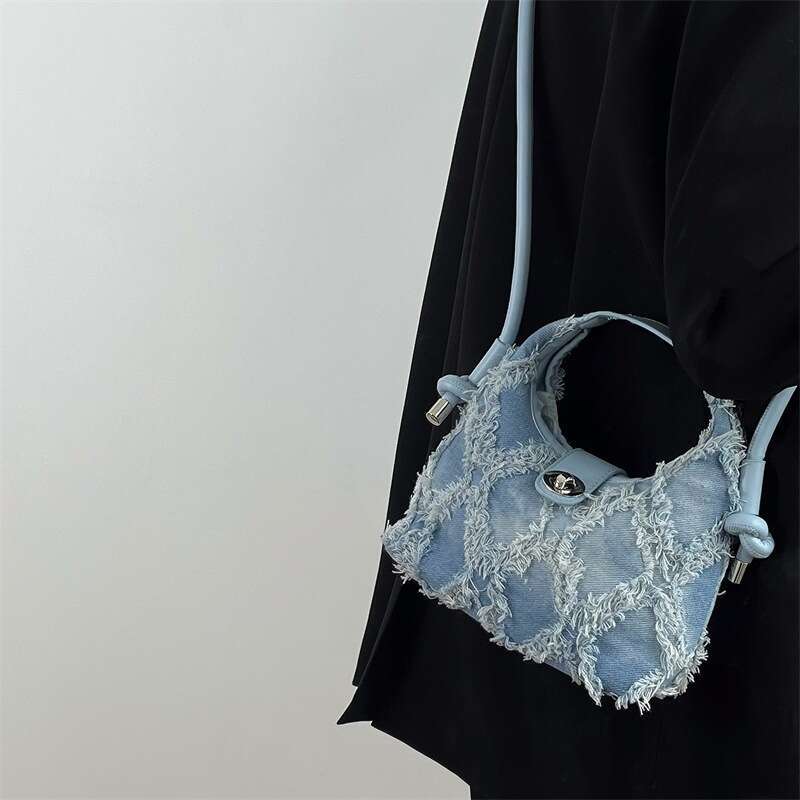 Designer Bag Retro Denim Bag, Women's New Niche Design, Tassel Crossbody Bag, Fashionable And Simple, One Shoulder Bag Trend