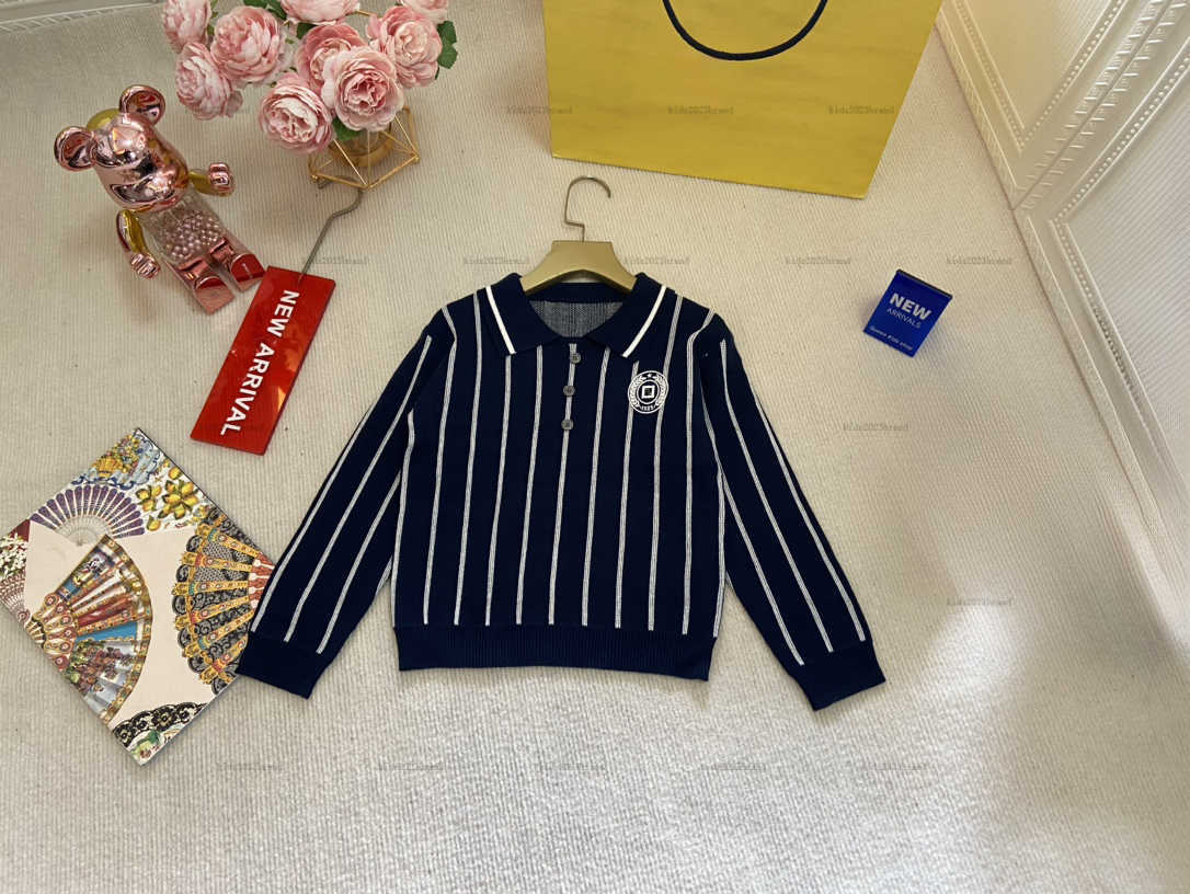 New child Knitted POLO shirt Multiple styles shirt baby autumn top kids designer clothes White vertical pattern boy girl lapel tees